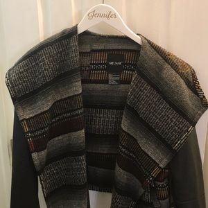 Woven pattern leather jacket